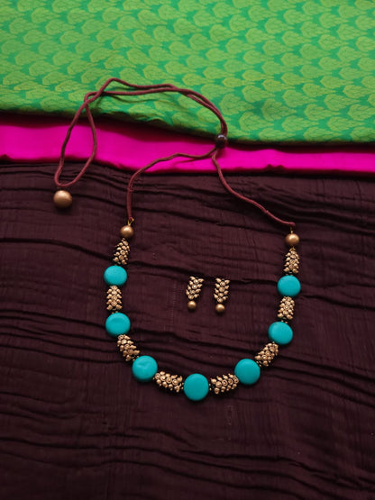 Turquoise Beaded Terracotta Jewellery