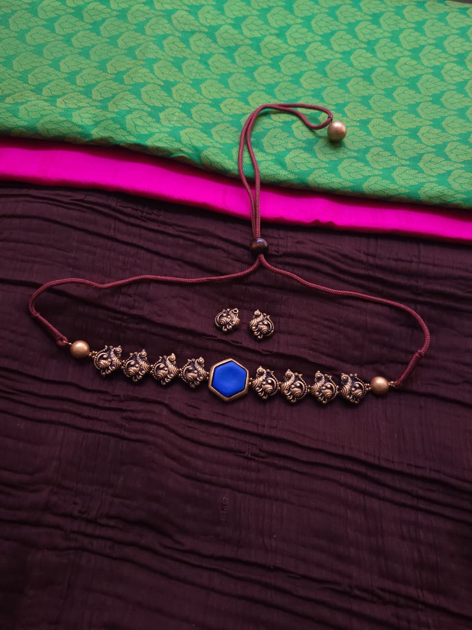 Terracotta Peacock Gemstone Jewellery