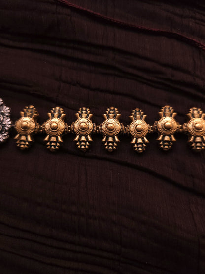 Yamini Dual-Tone Antique Gold & Oxidized Silver Floral Terracotta Choker Set