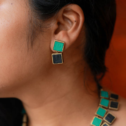 terracotta earrings matching Zyra square necklace