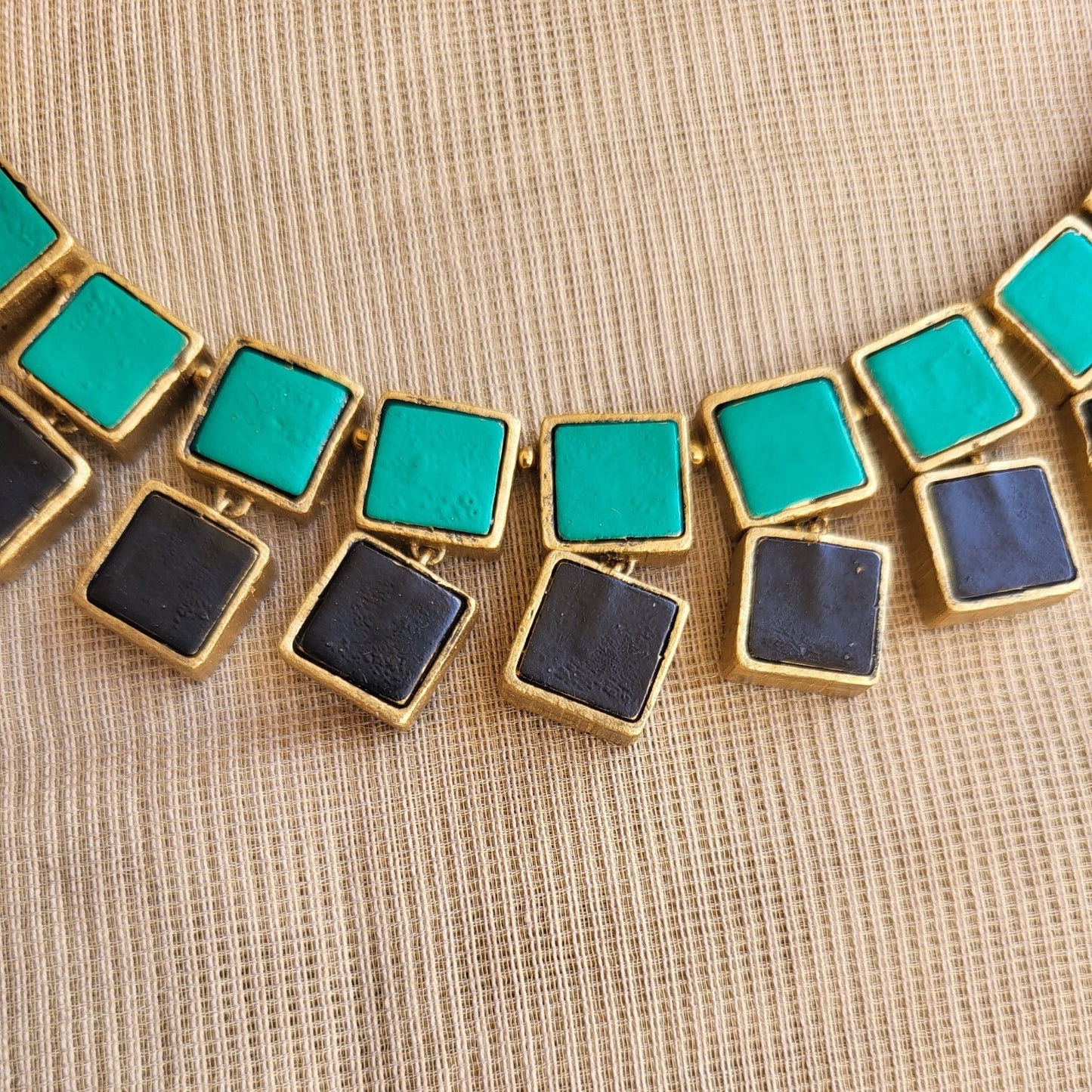 Handcrafted terracotta earrings matching Zyra square necklace2