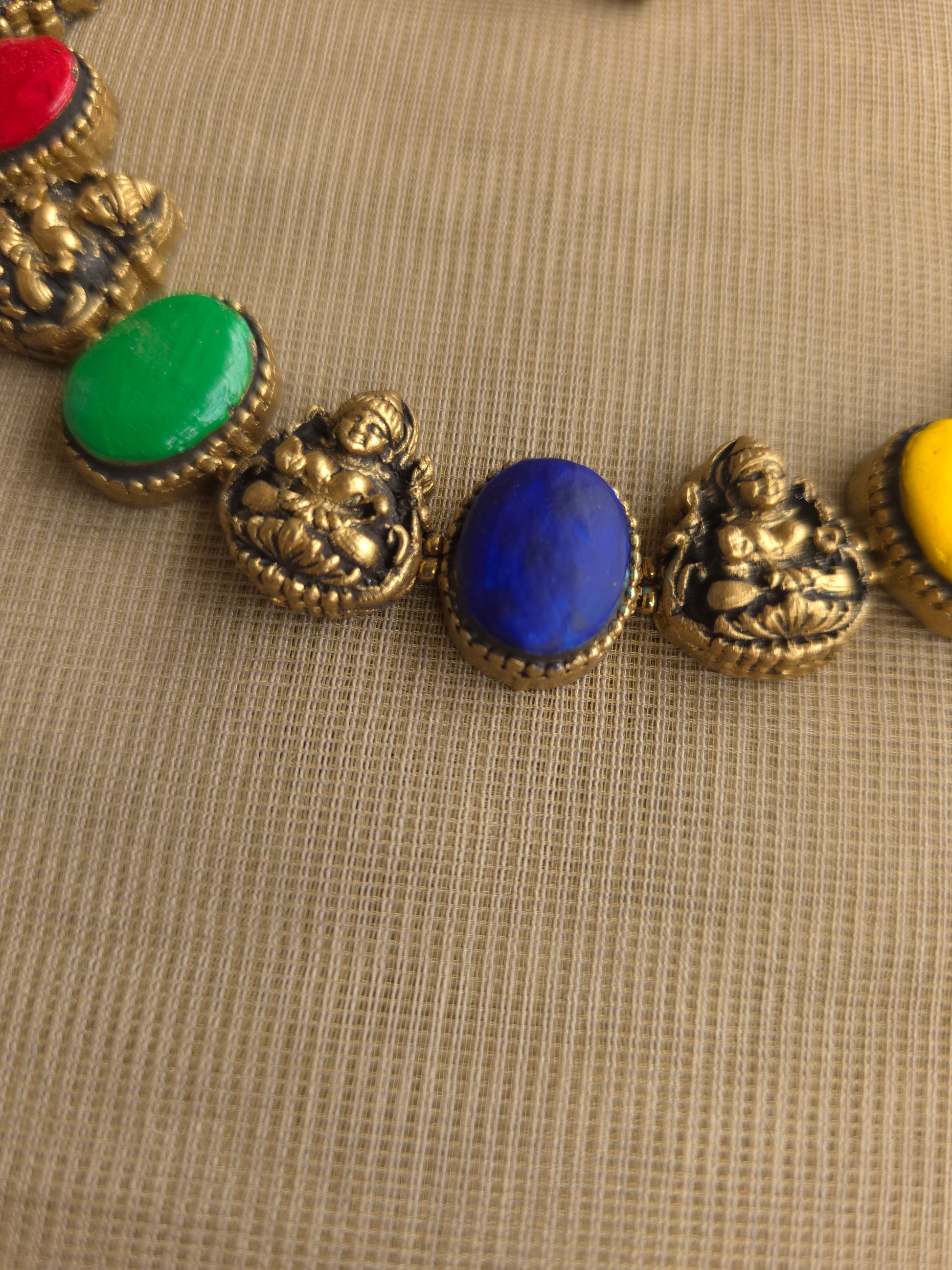 Traditional terracotta Lakshmi necklace handcrafted design