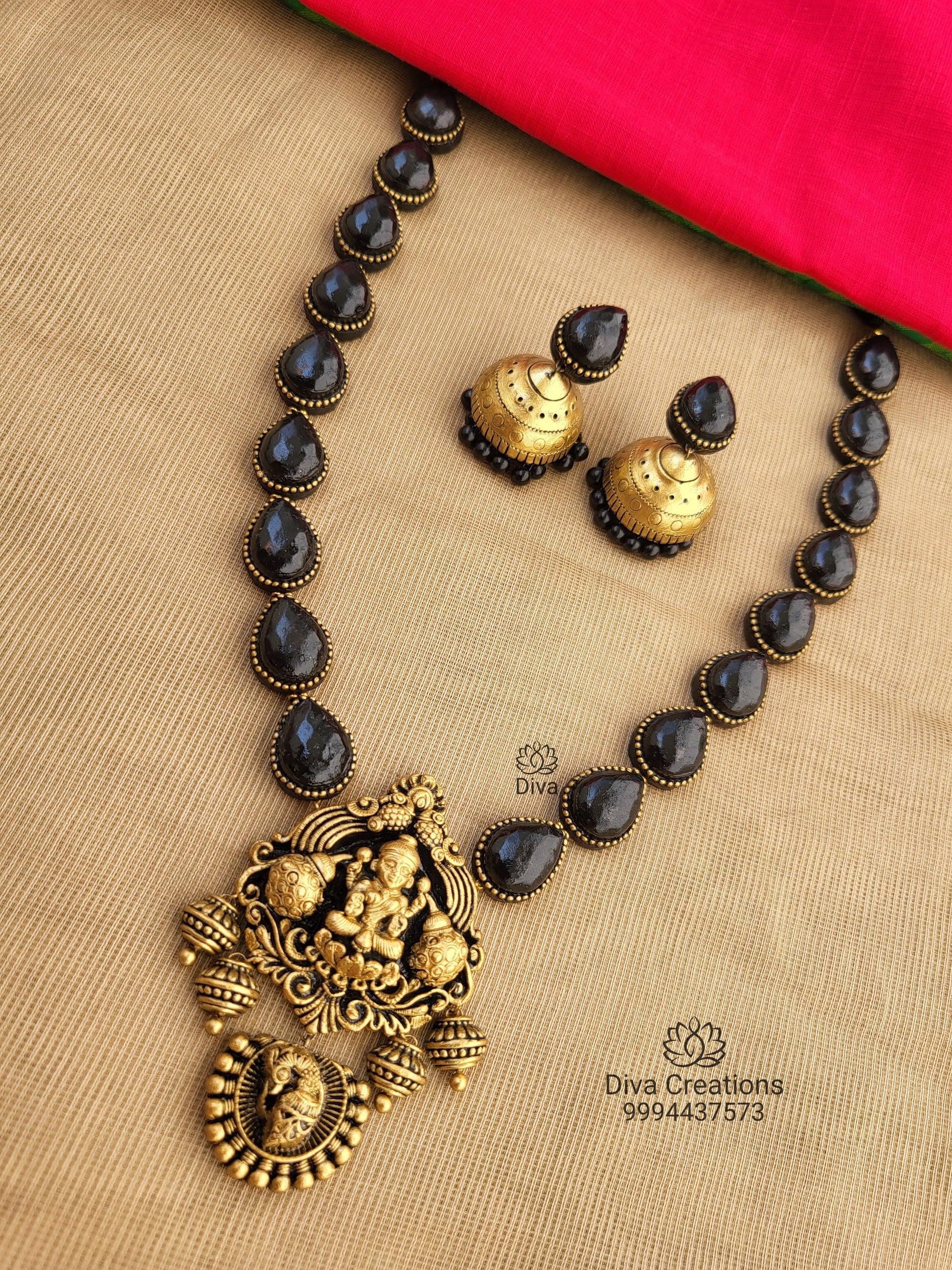 Black Droplet Lakshmi Terracotta Jewellery