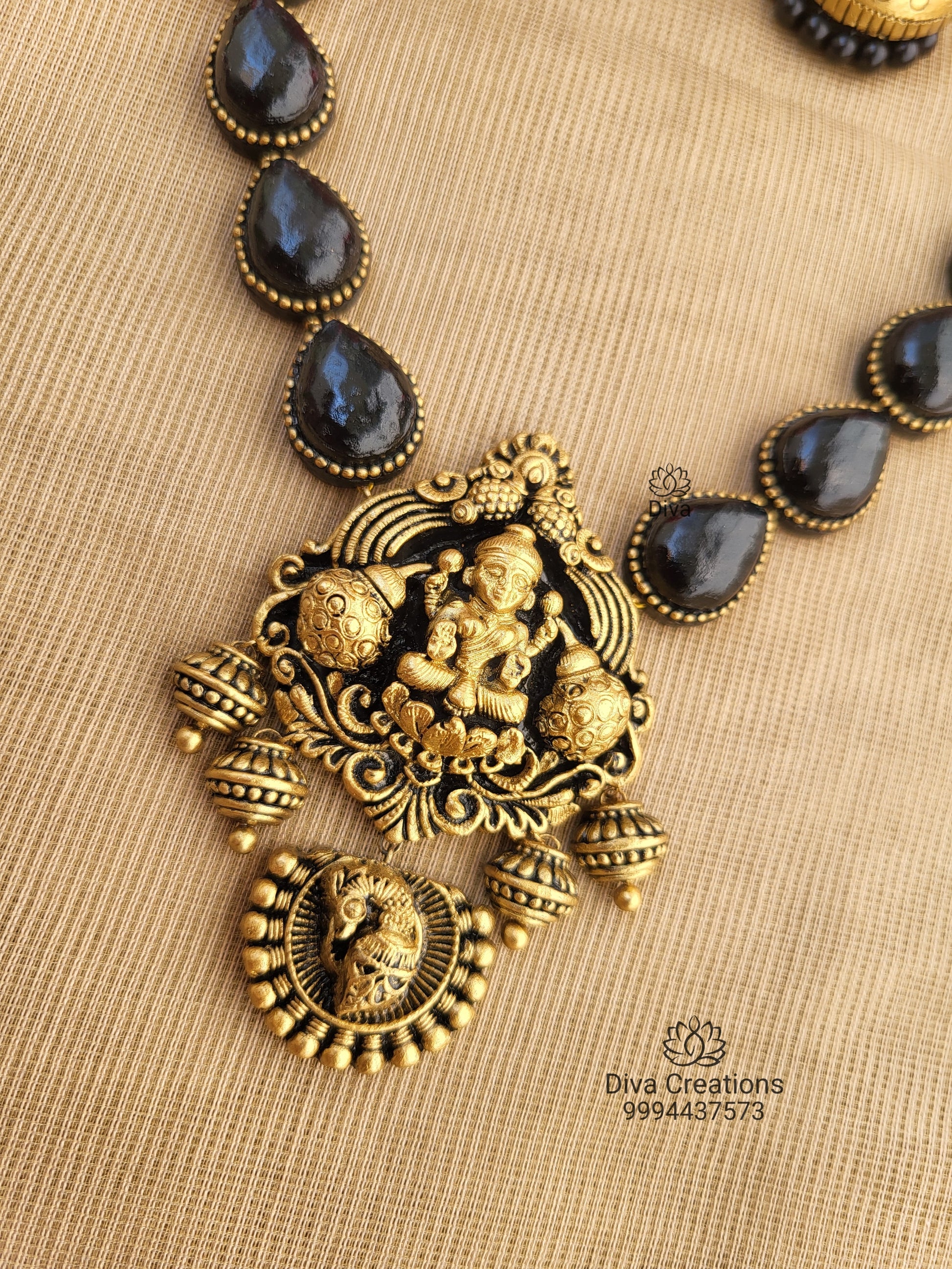 Black Droplet Lakshmi Terracotta Jewellery