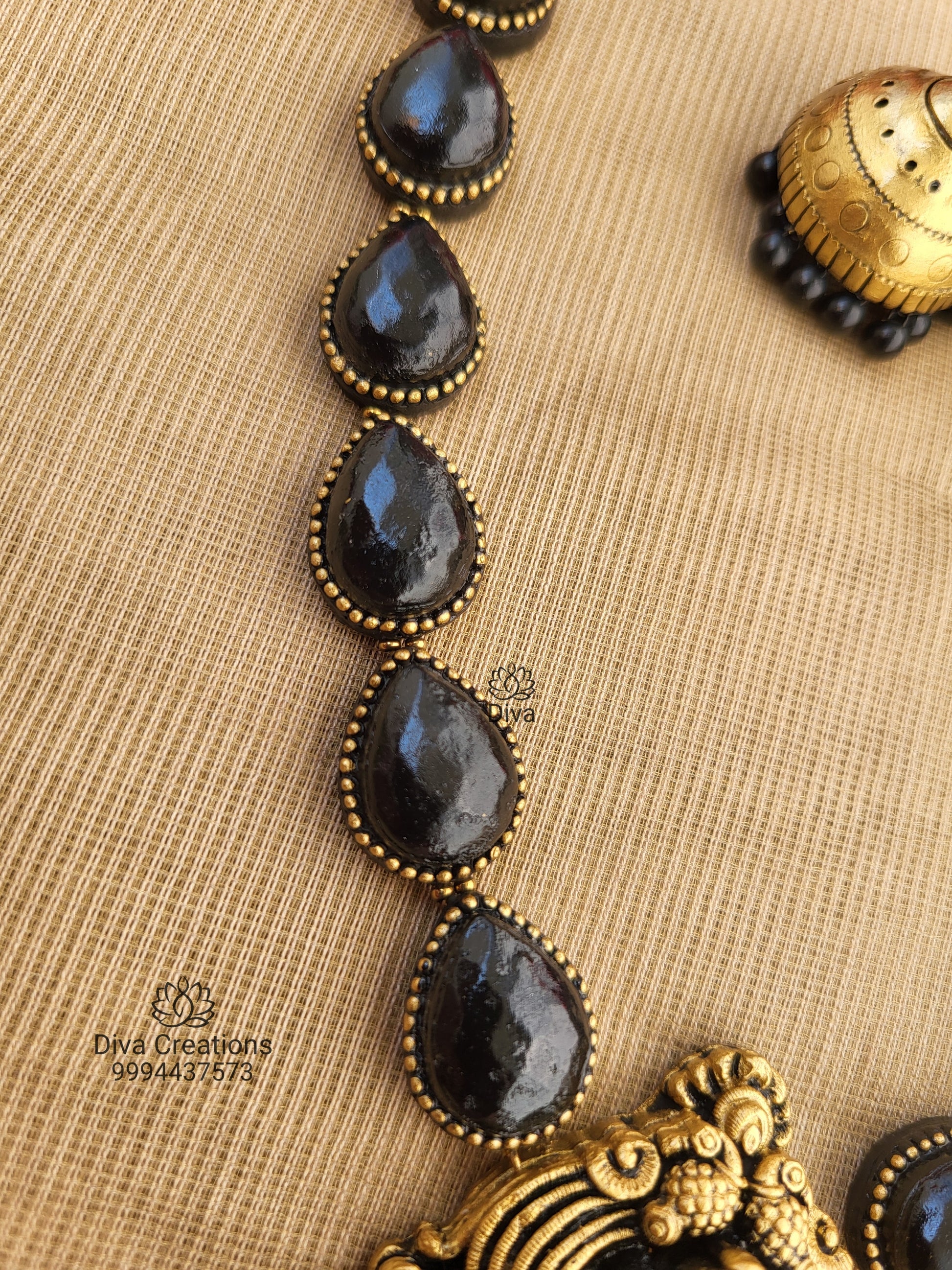 Black Droplet Lakshmi Terracotta Jewellery