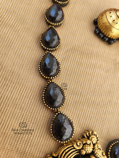 Black Droplet Lakshmi Terracotta Jewellery