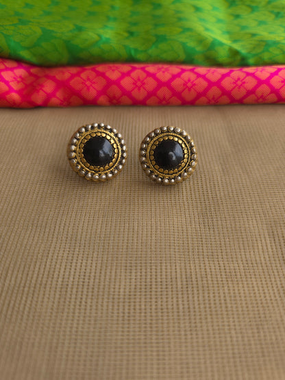 Contemporary terracotta necklace gold black silver combination