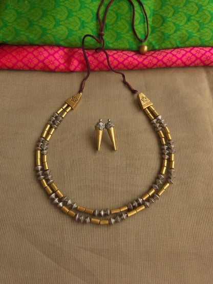 Contemporary dual tone terracotta jewellery with matching earrings