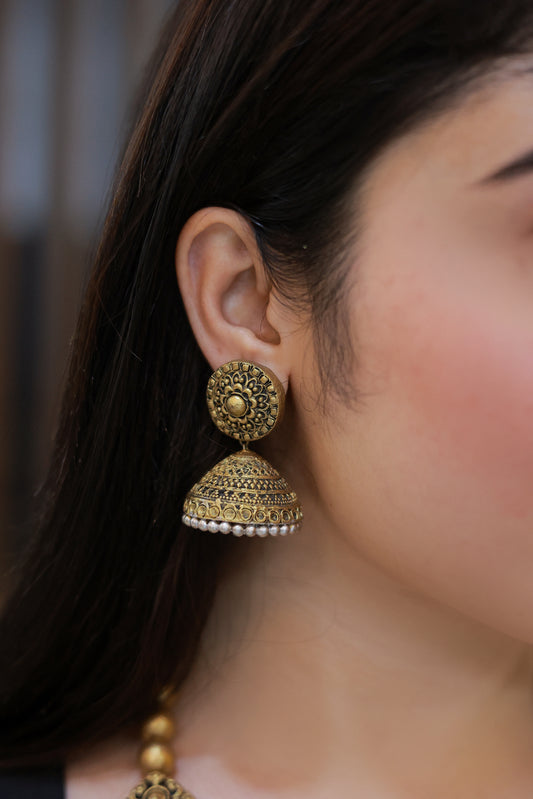 Dual Tone Double layer Mugappu Terracotta Jewellery