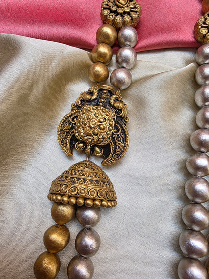 Dual Tone Double layer Mugappu Terracotta Jewellery