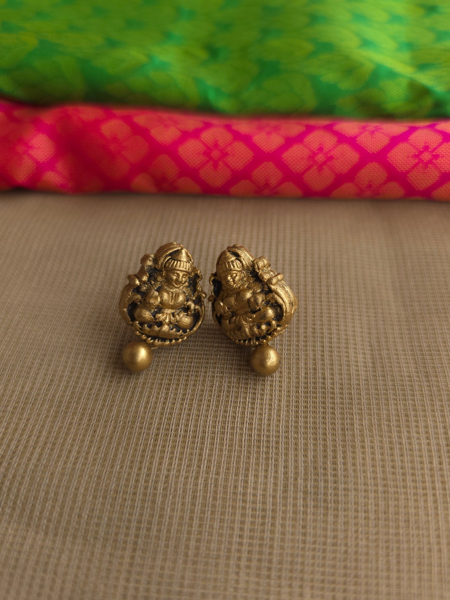Eco friendly terracotta jewellery Lakshmi pendant necklace