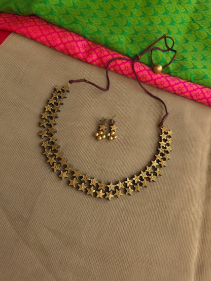 Handmade golden terracotta jewellery antique gold finish