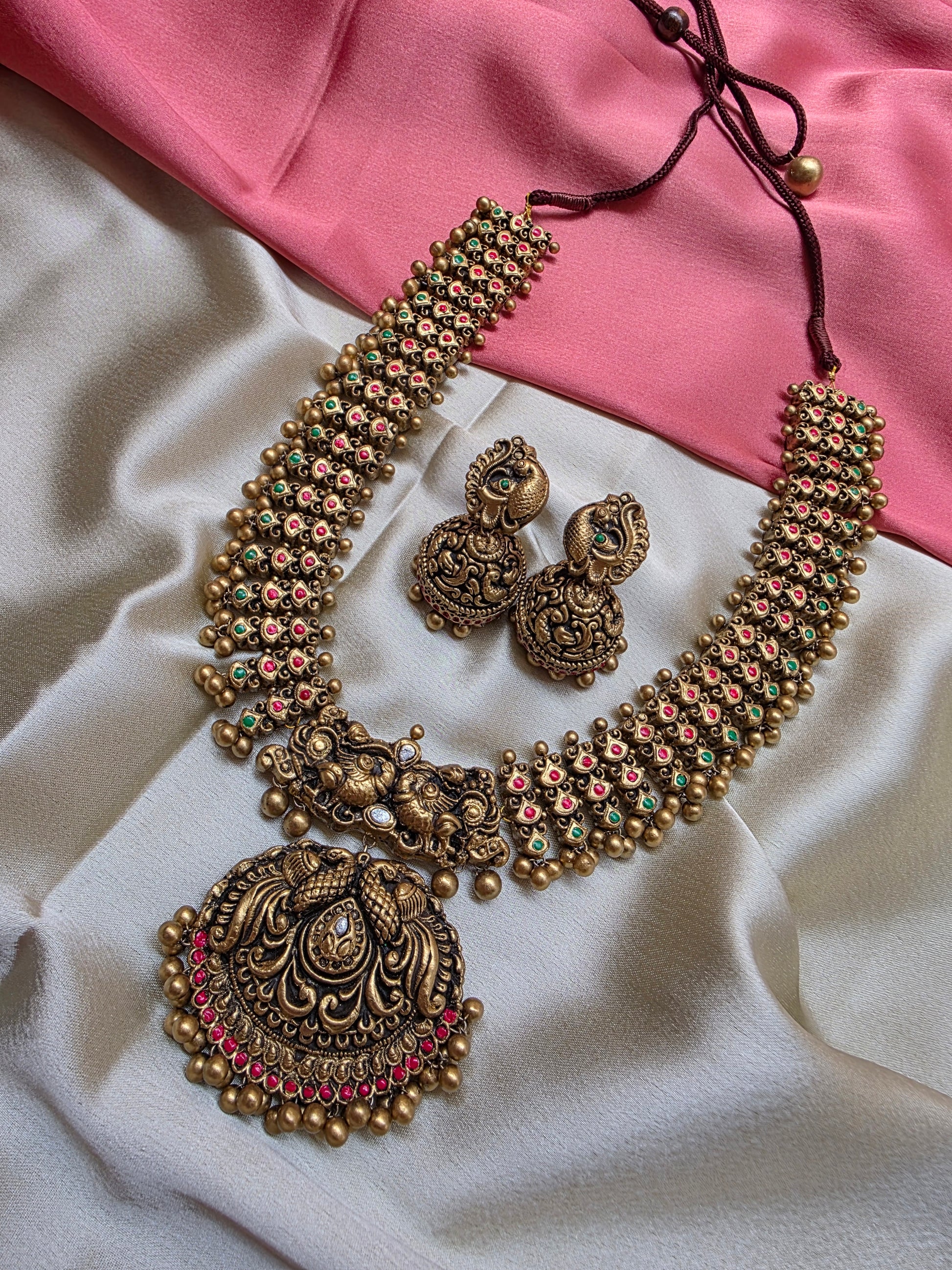 Grandeur Peacock Haram Terracotta Jewellery
