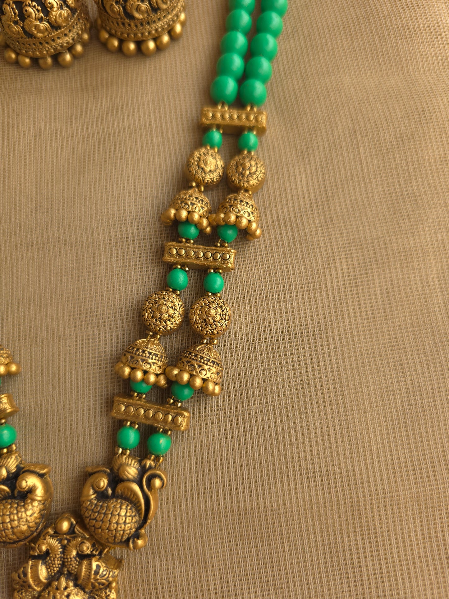 Artisan crafted terracotta necklace layered design