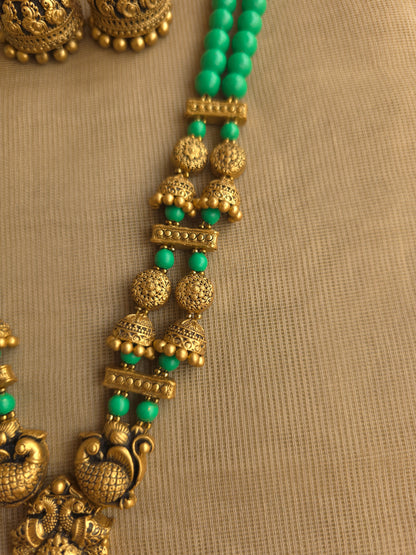 Artisan crafted terracotta necklace layered design