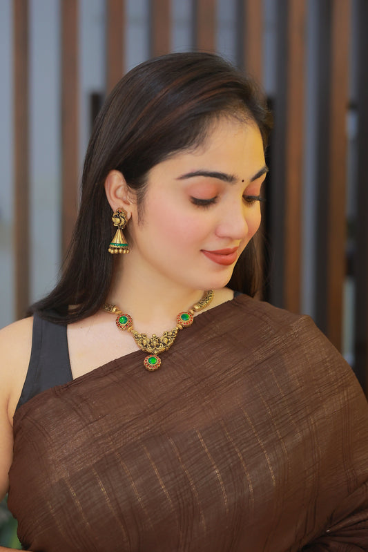 Green Mayura Vardhini Terracotta Jewellery
