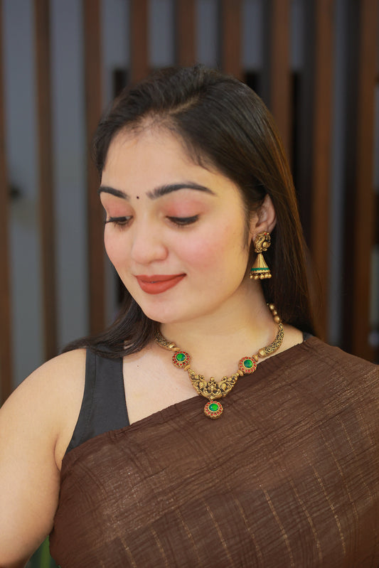 Green Mayura Vardhini Terracotta Jewellery