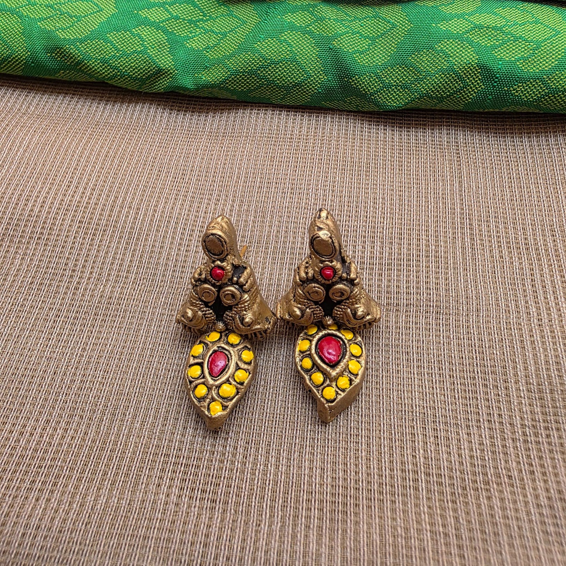 Kemp Mango Terracotta Jewellery Yellow Jhumka Earrings