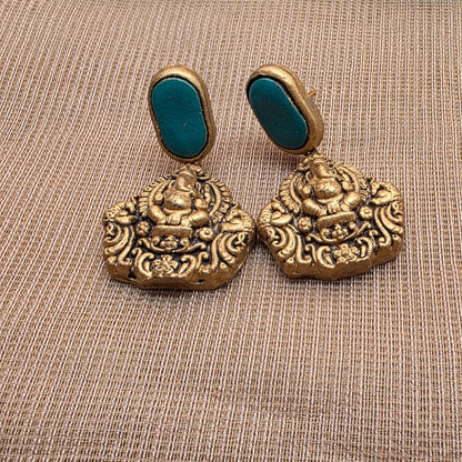 Kemp New Terracotta Jewellery Blue Jhumka Earrings