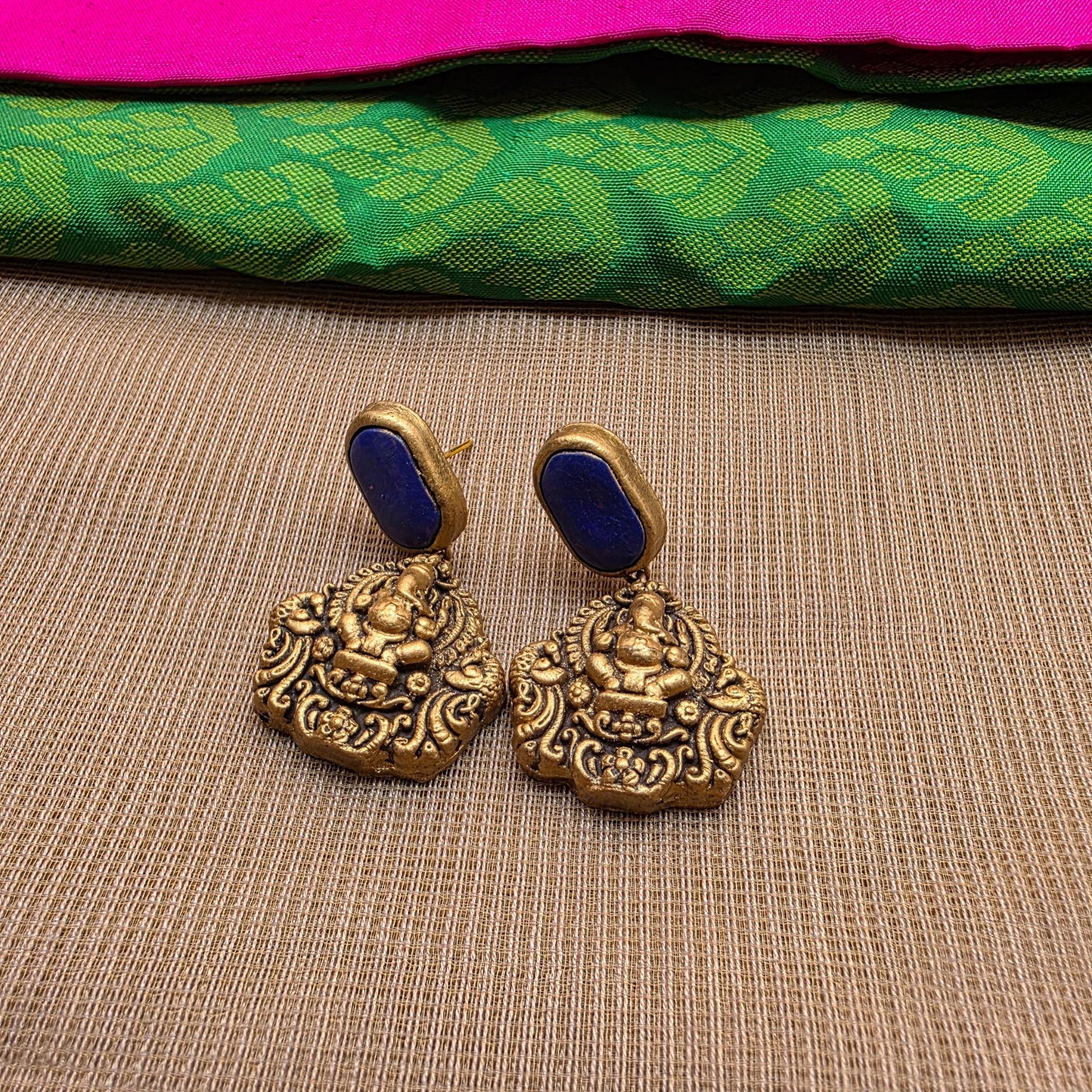 Kemp New Terracotta Jewellery Indigo Jhumka Earrings