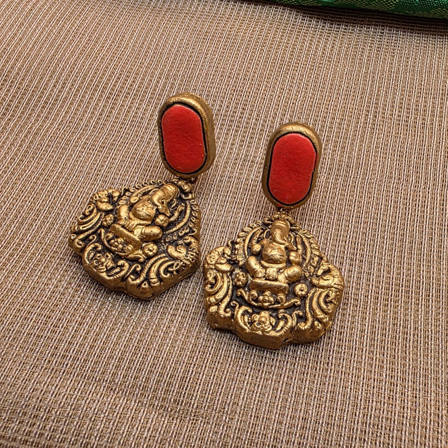 Kemp New Terracotta Jewellery Orange Jhumka Earrings
