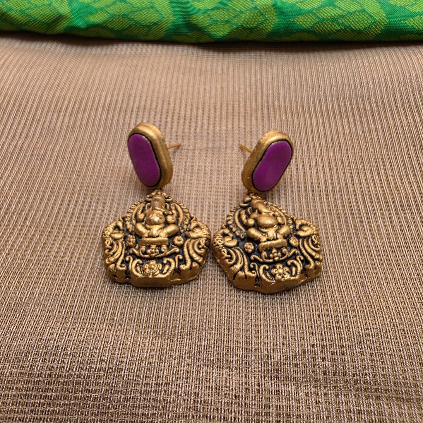 Kemp New Terracotta Jewellery Purple Jhumka Earrings