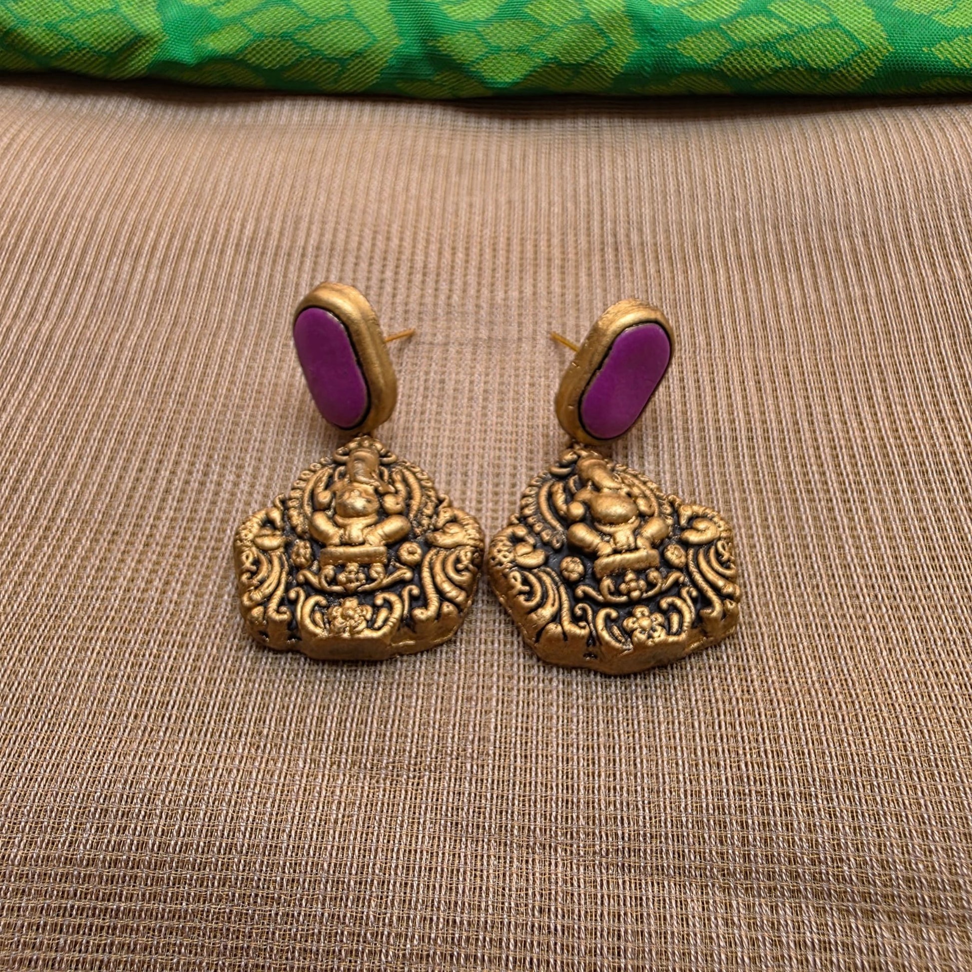 Kemp New Terracotta Jewellery Purple Jhumka Earrings