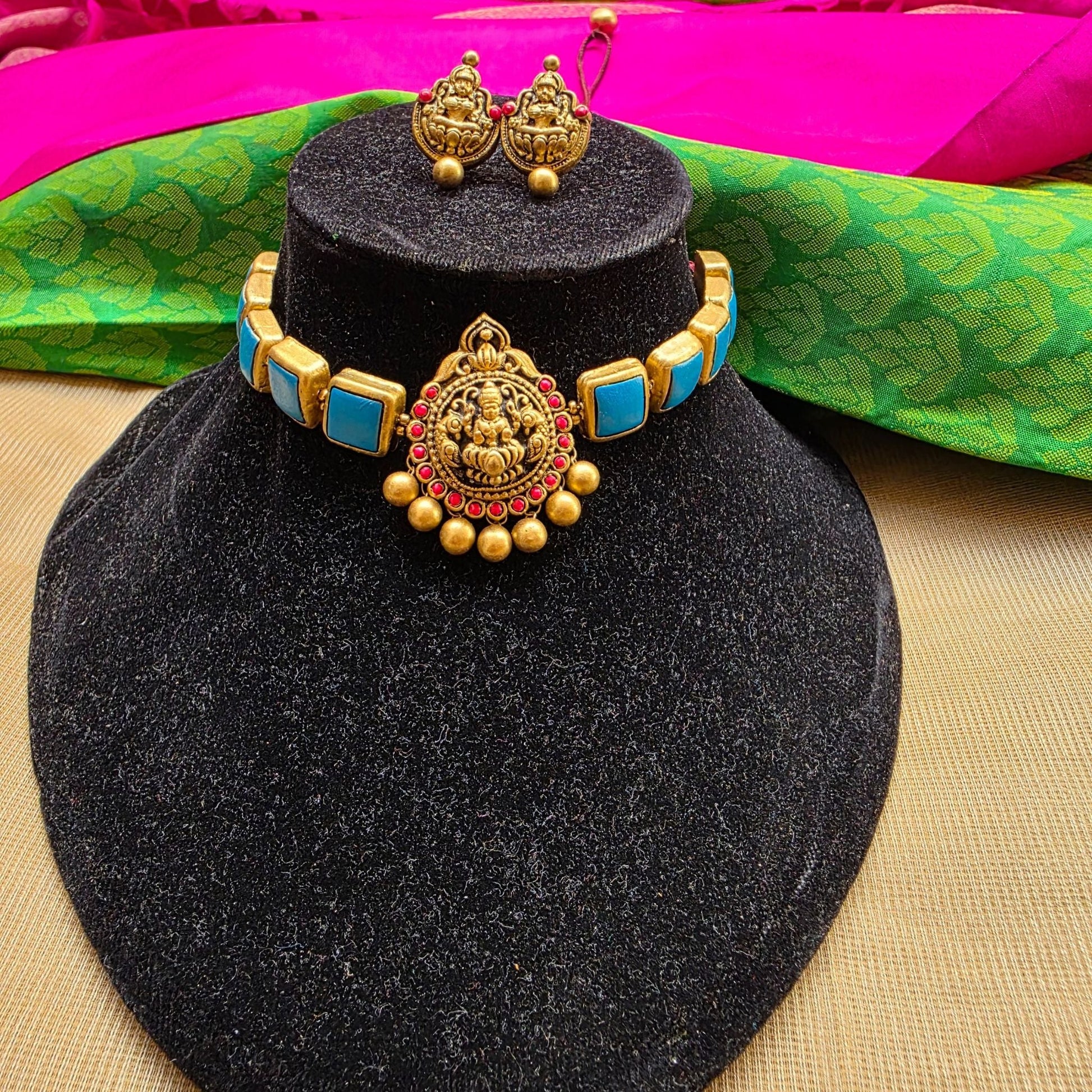 Lakshmi Choker Terracotta Jewellery Blue