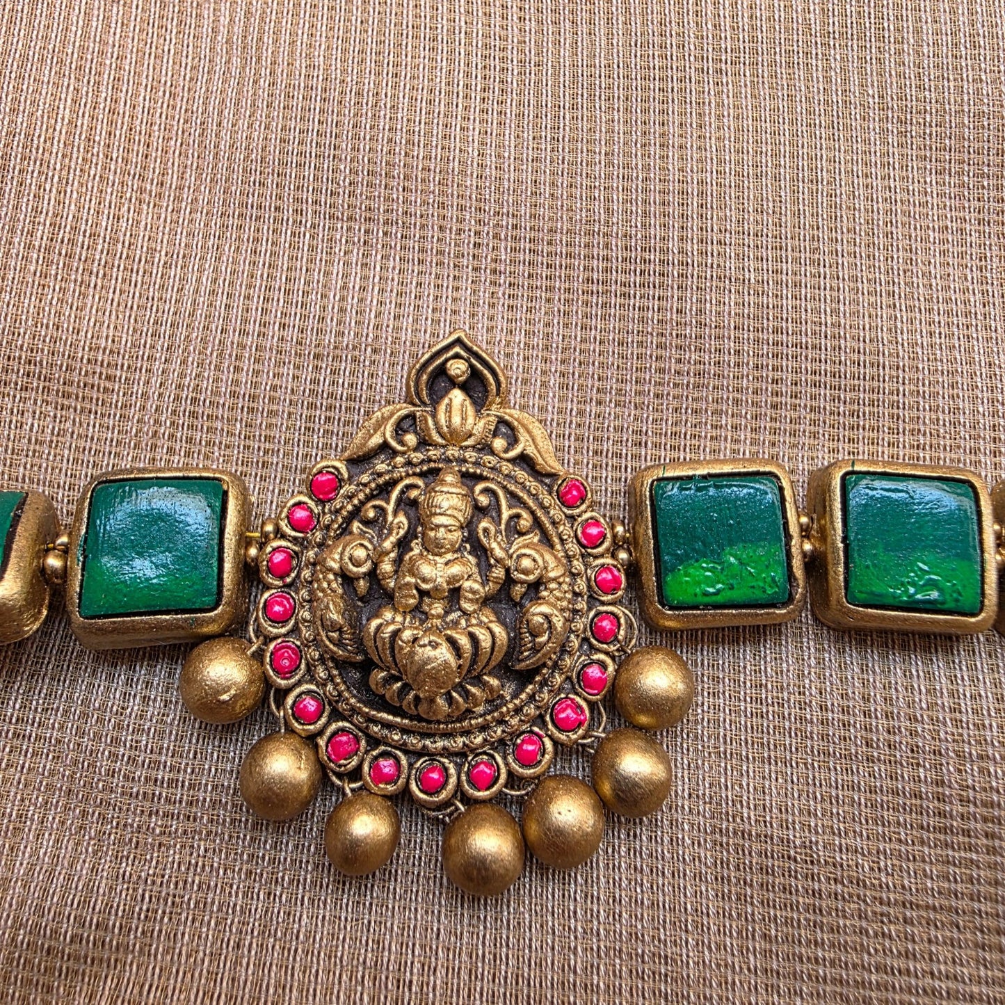 Lakshmi Choker Terracotta Jewellery Dark Green