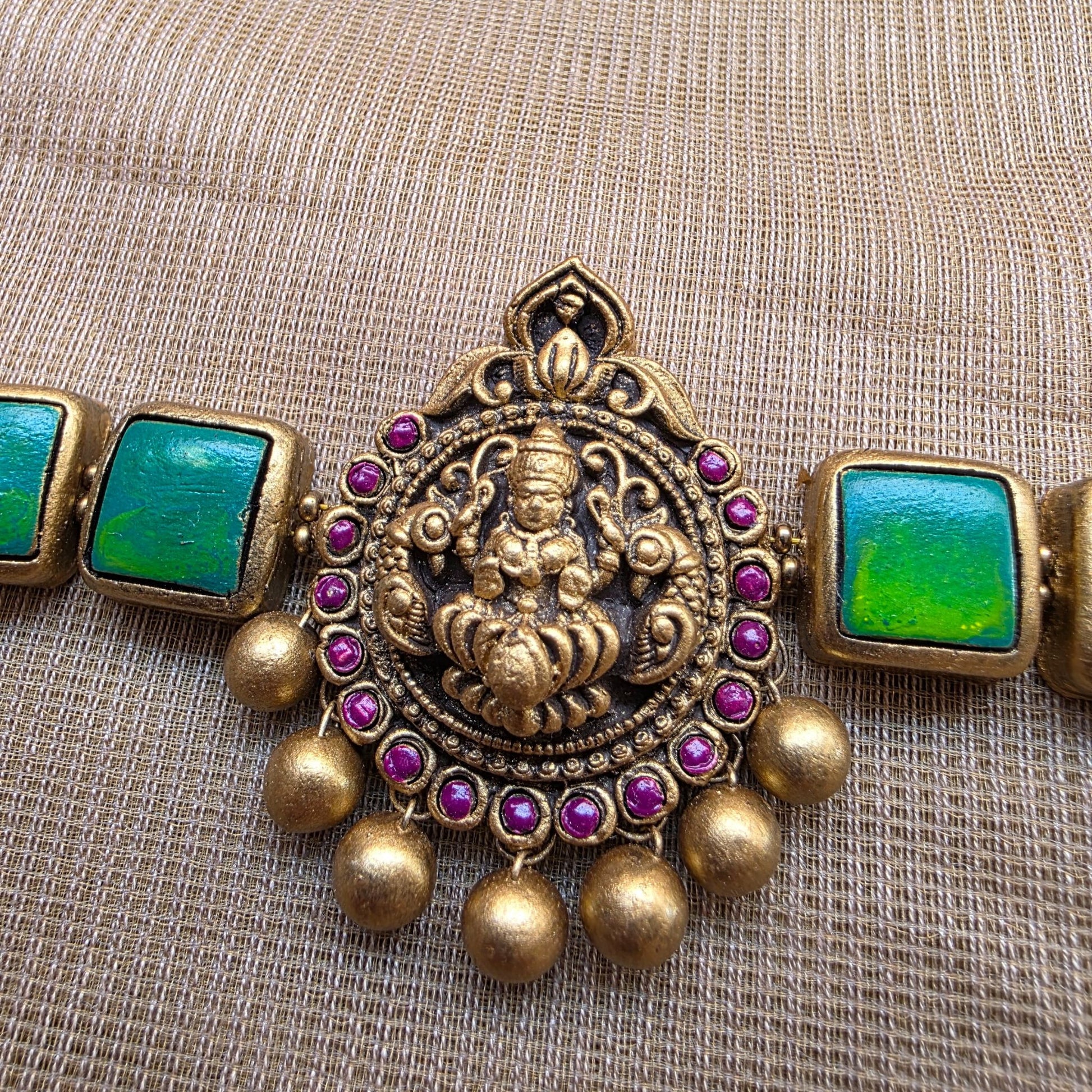 Lakshmi Choker Terracotta Jewellery Light Green