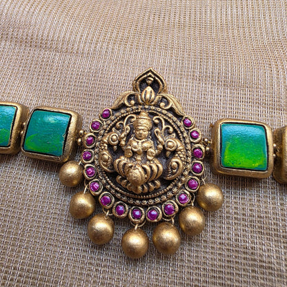 Lakshmi Choker Terracotta Jewellery Light Green
