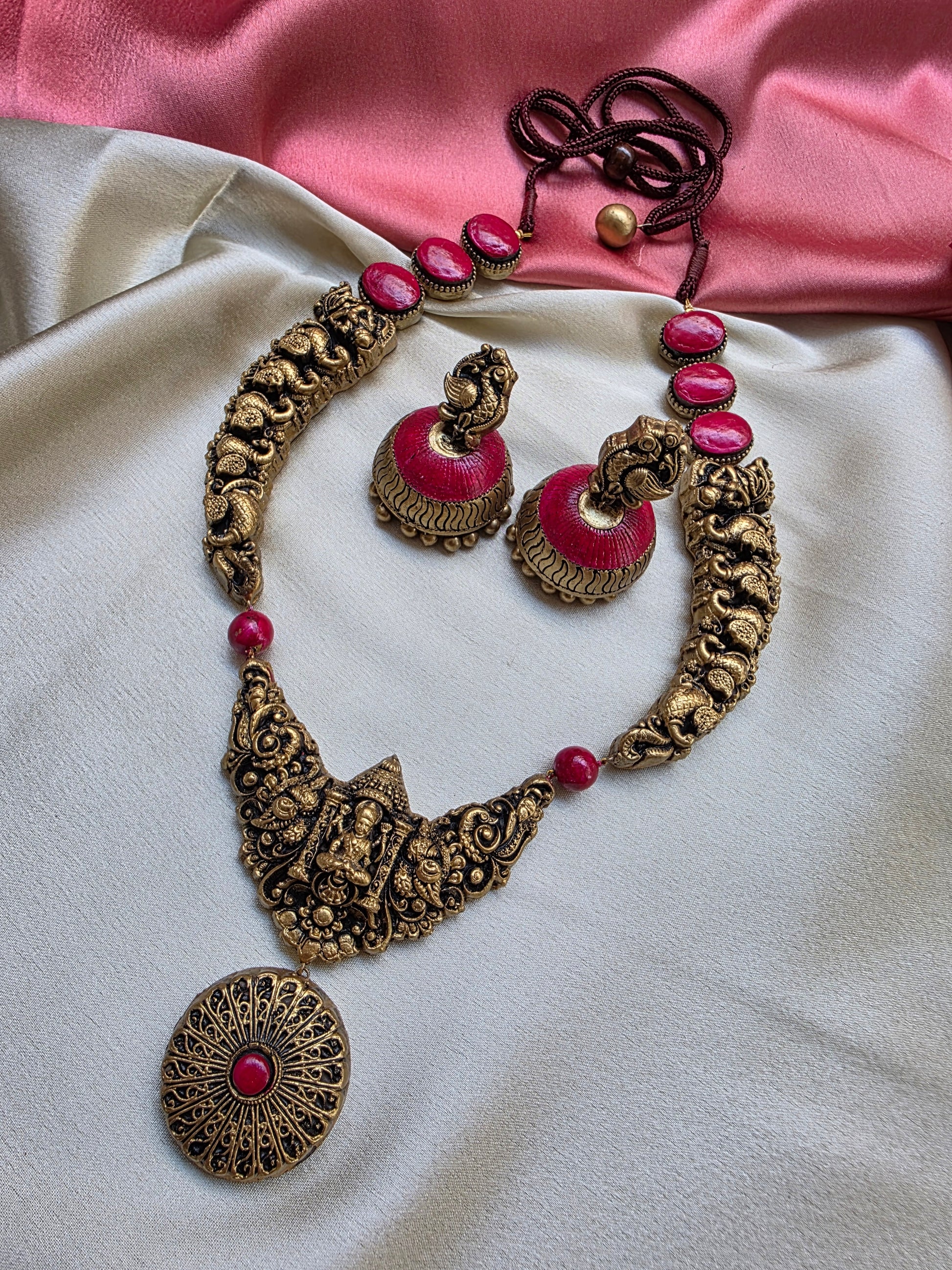Lakshmi Hasli Pink Punch Terracotta Jewellery
