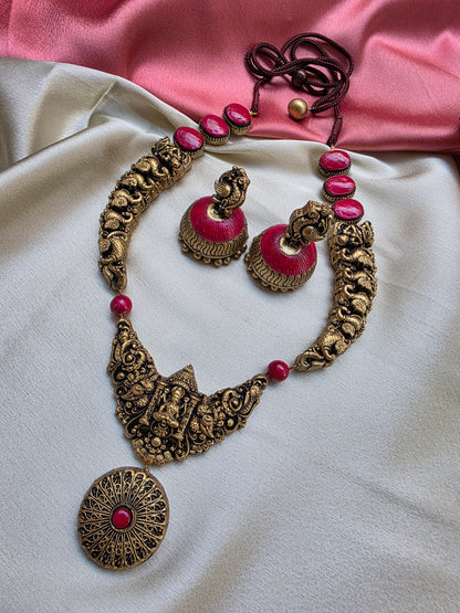 Lakshmi Hasli Pink Punch Terracotta Jewellery