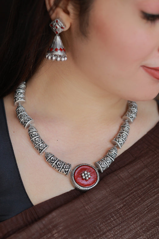 Maroon Contemporary Terracotta Jewellery