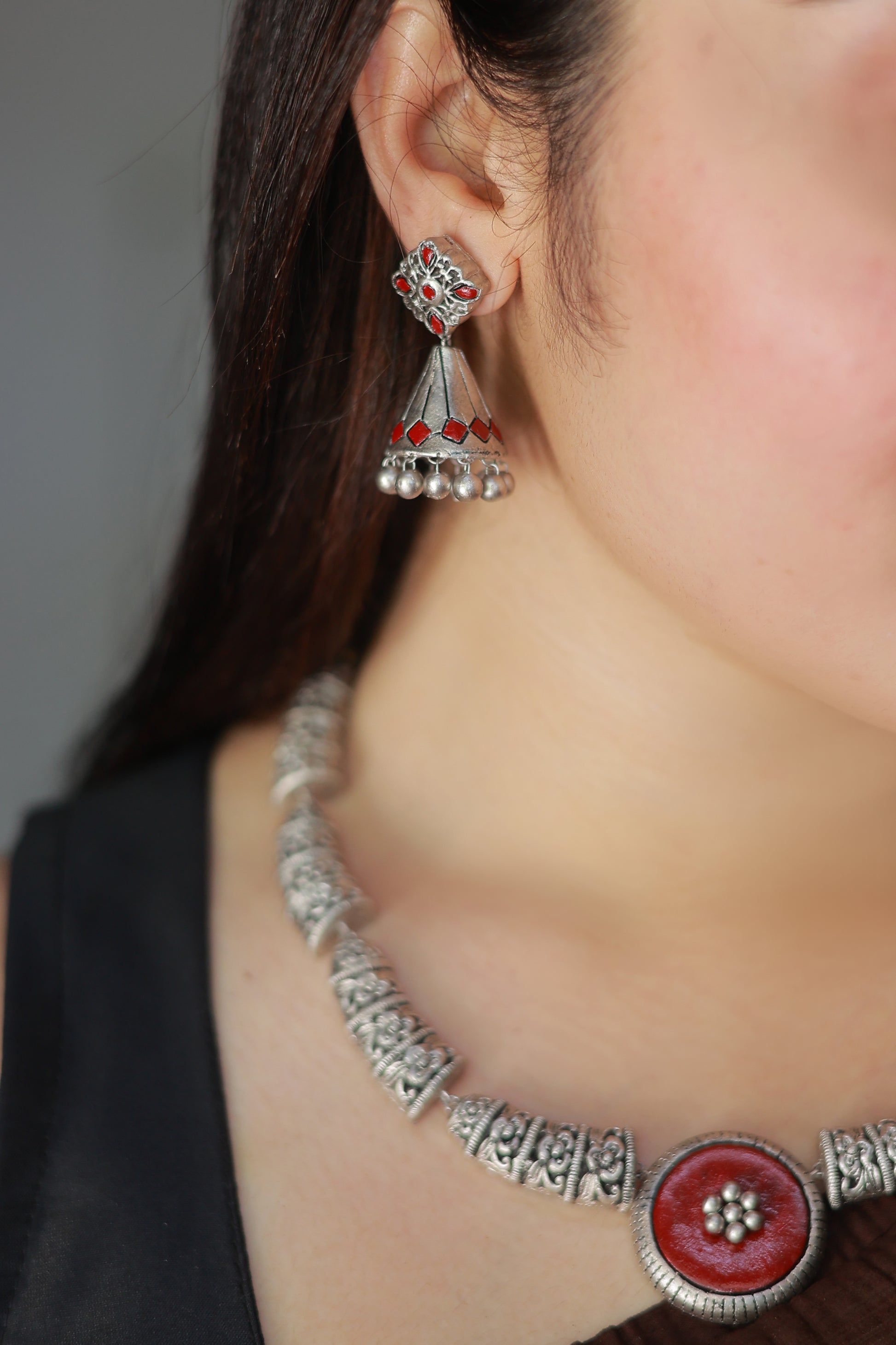 Maroon Contemporary Terracotta Jewellery