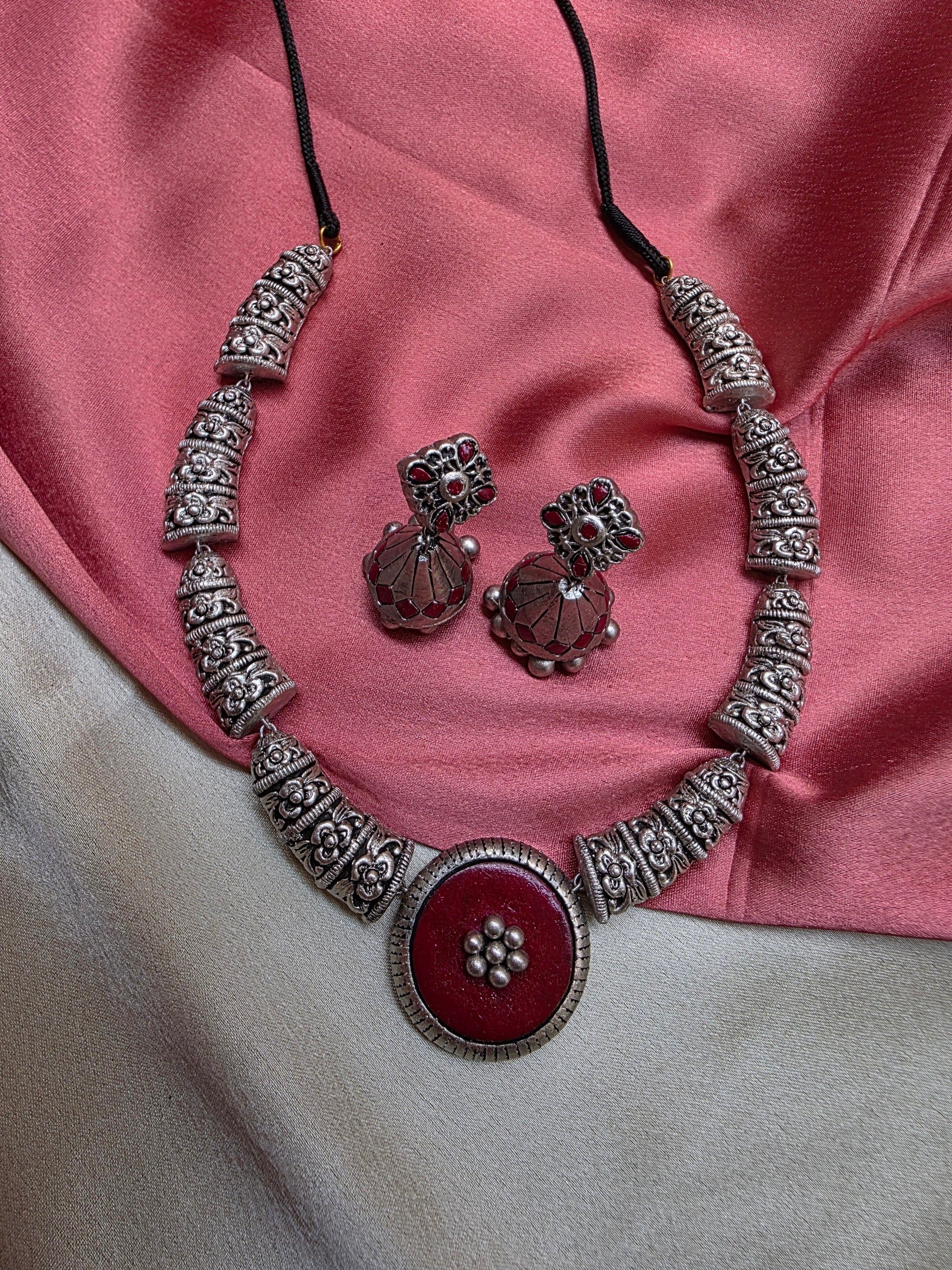 Maroon Contemporary Terracotta Jewellery