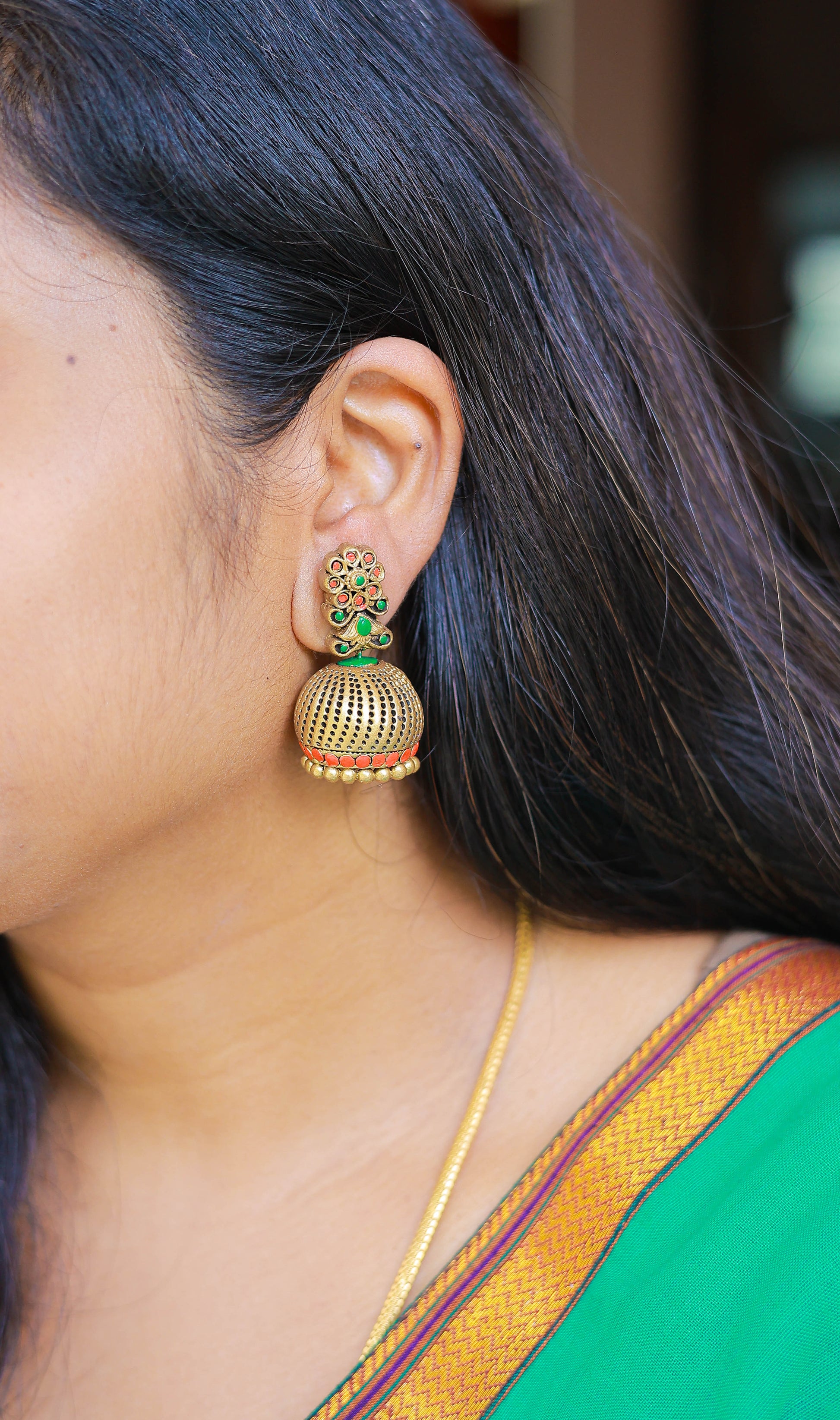 Mayuri Terracotta Jumka Earrings Variant 4