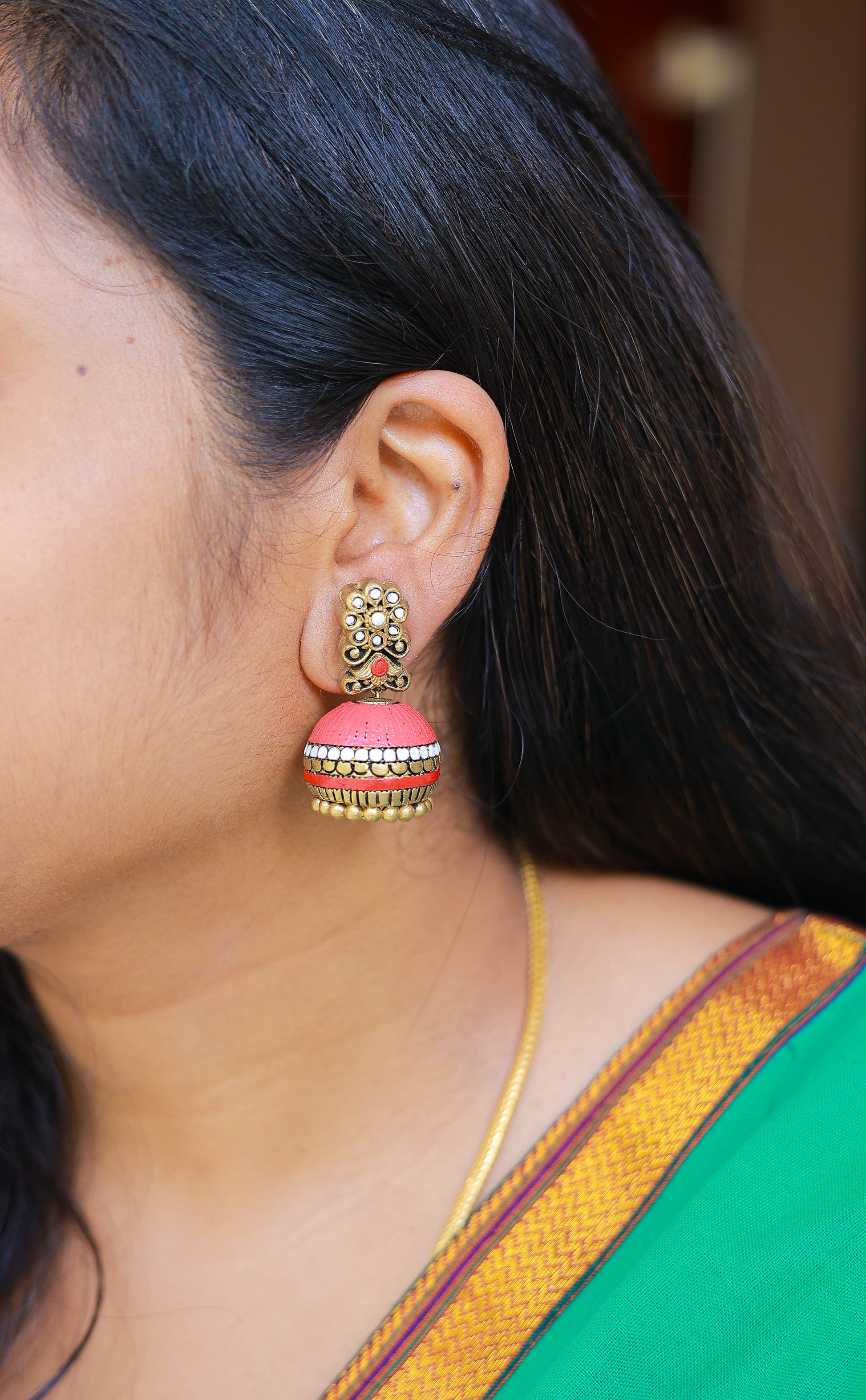 Mayuri Terracotta Jumka Earrings  Variant 1
