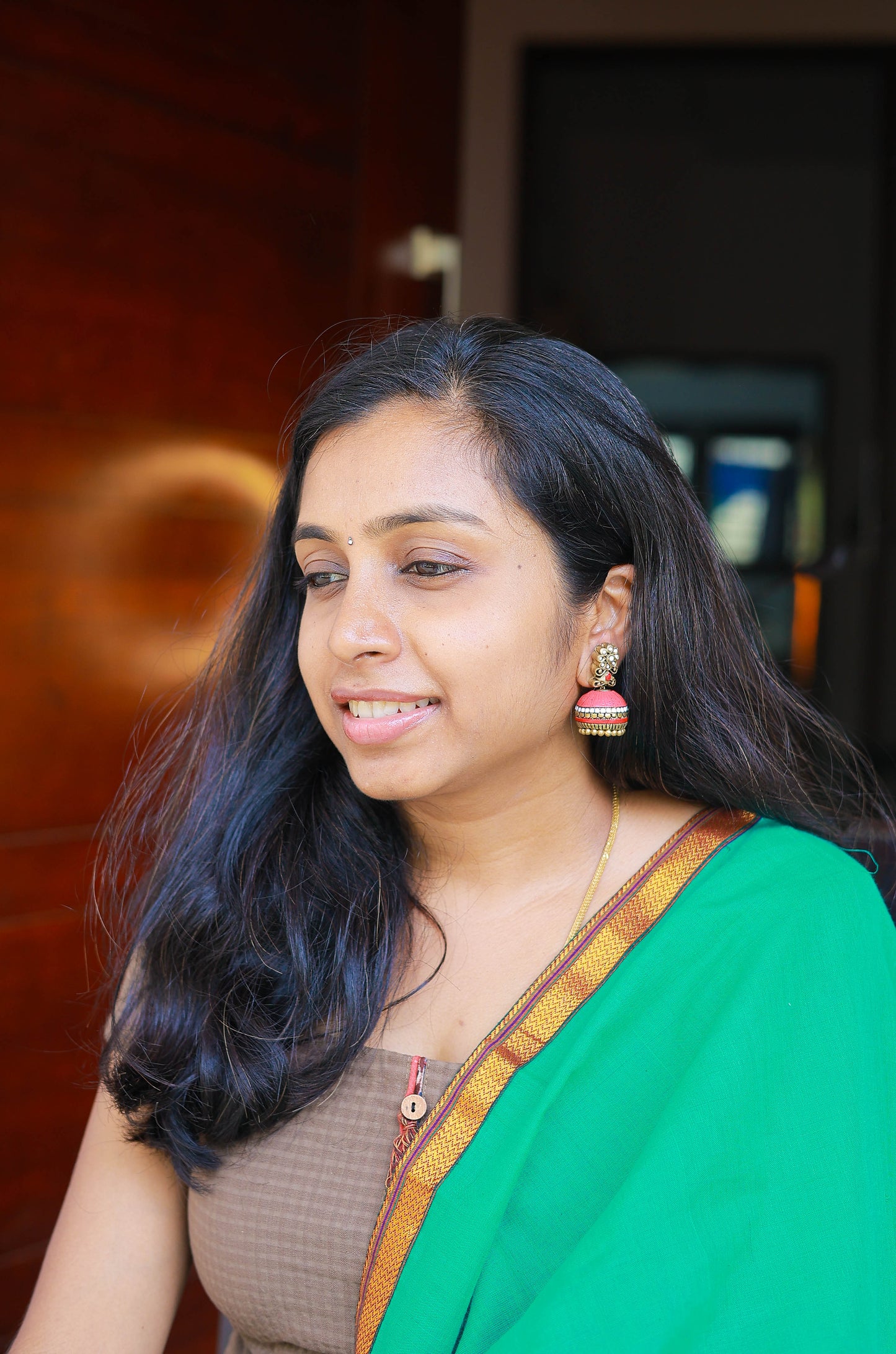 Mayuri Terracotta Jumka Earrings Variant 1