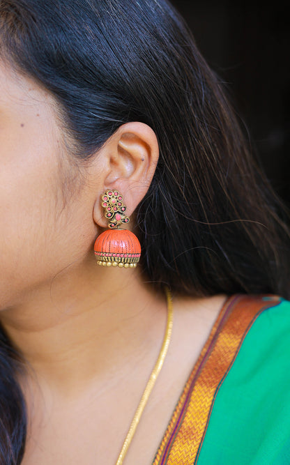 Mayuri Terracotta Jumka Earrings Variant 2