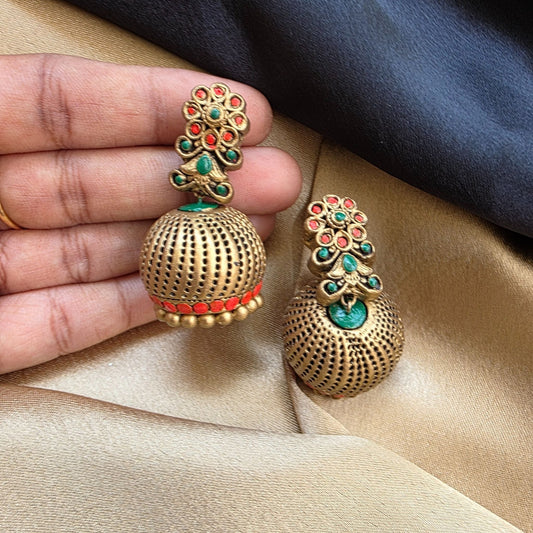 Mayuri Terracotta Jumka Earrings Variant 3