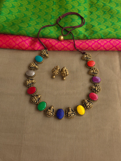 Artisan terracotta jewellery with Lakshmi motif