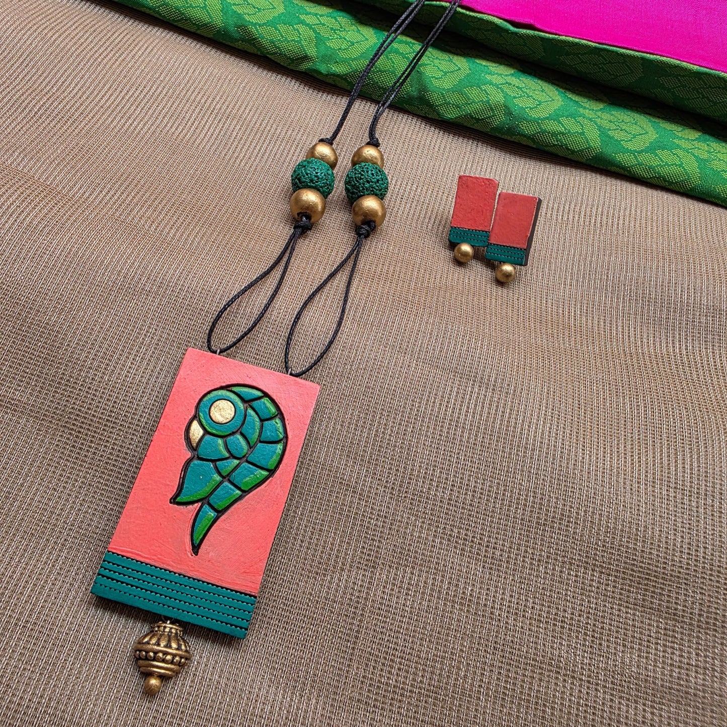 Parakeet Terracotta Jewellery Jhumka Earrings