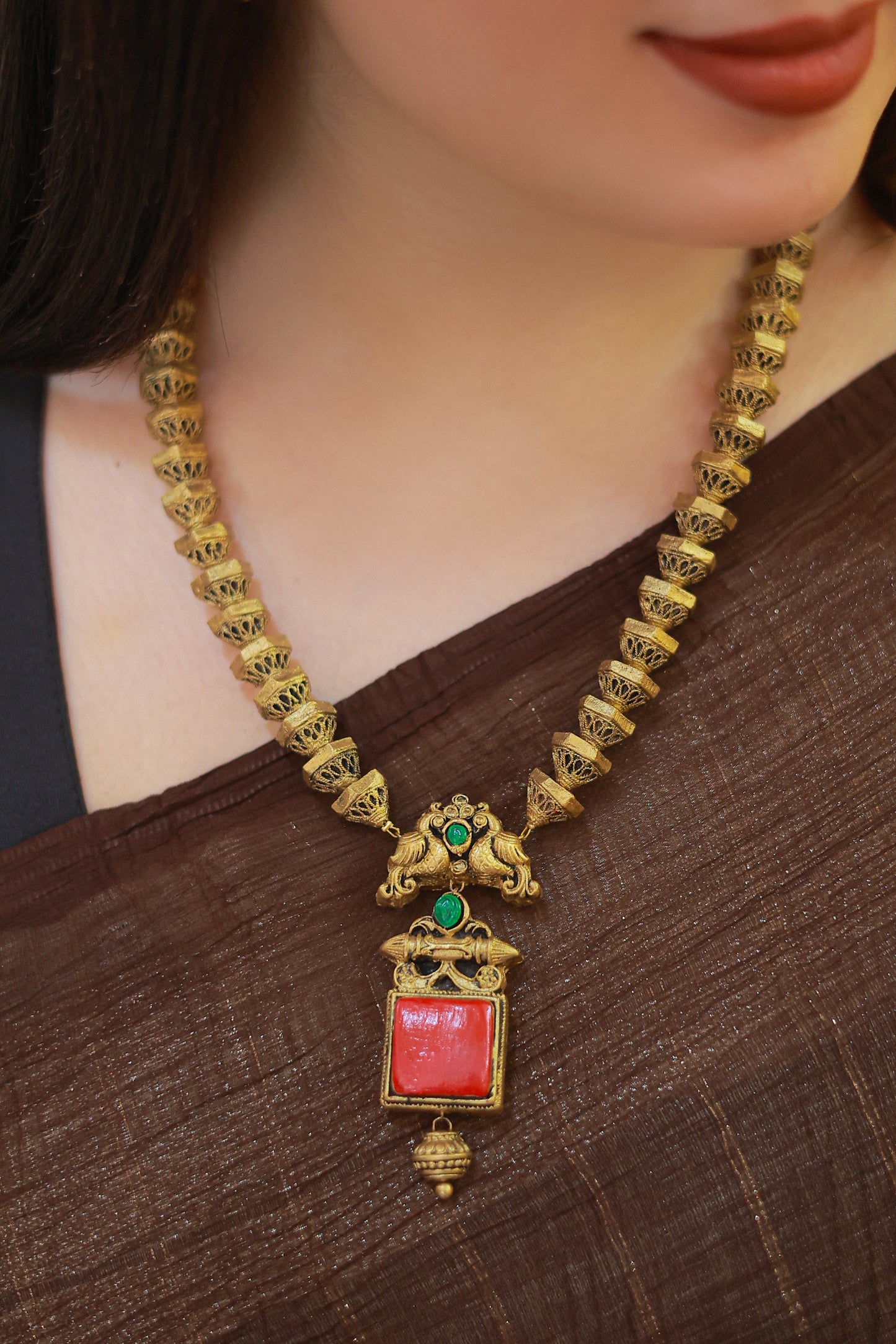 Peacock Square Terracotta Jewellery