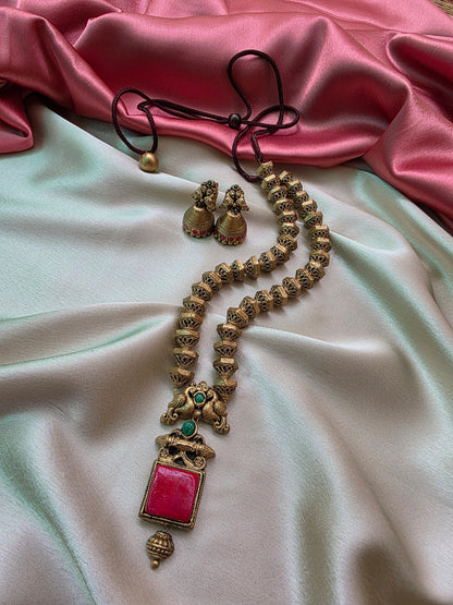Peacock Square Terracotta Jewellery