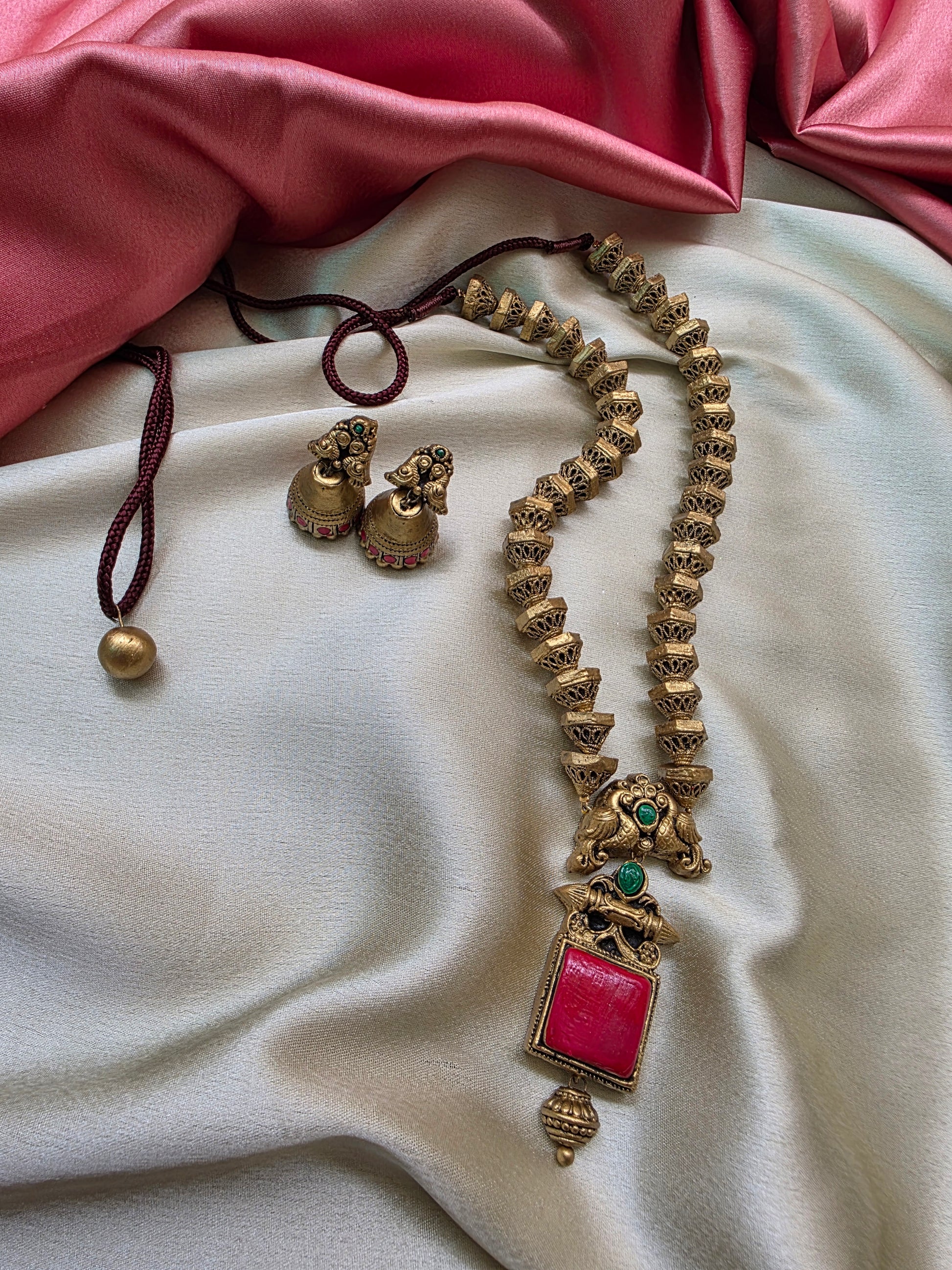 Peacock Square Terracotta Jewellery