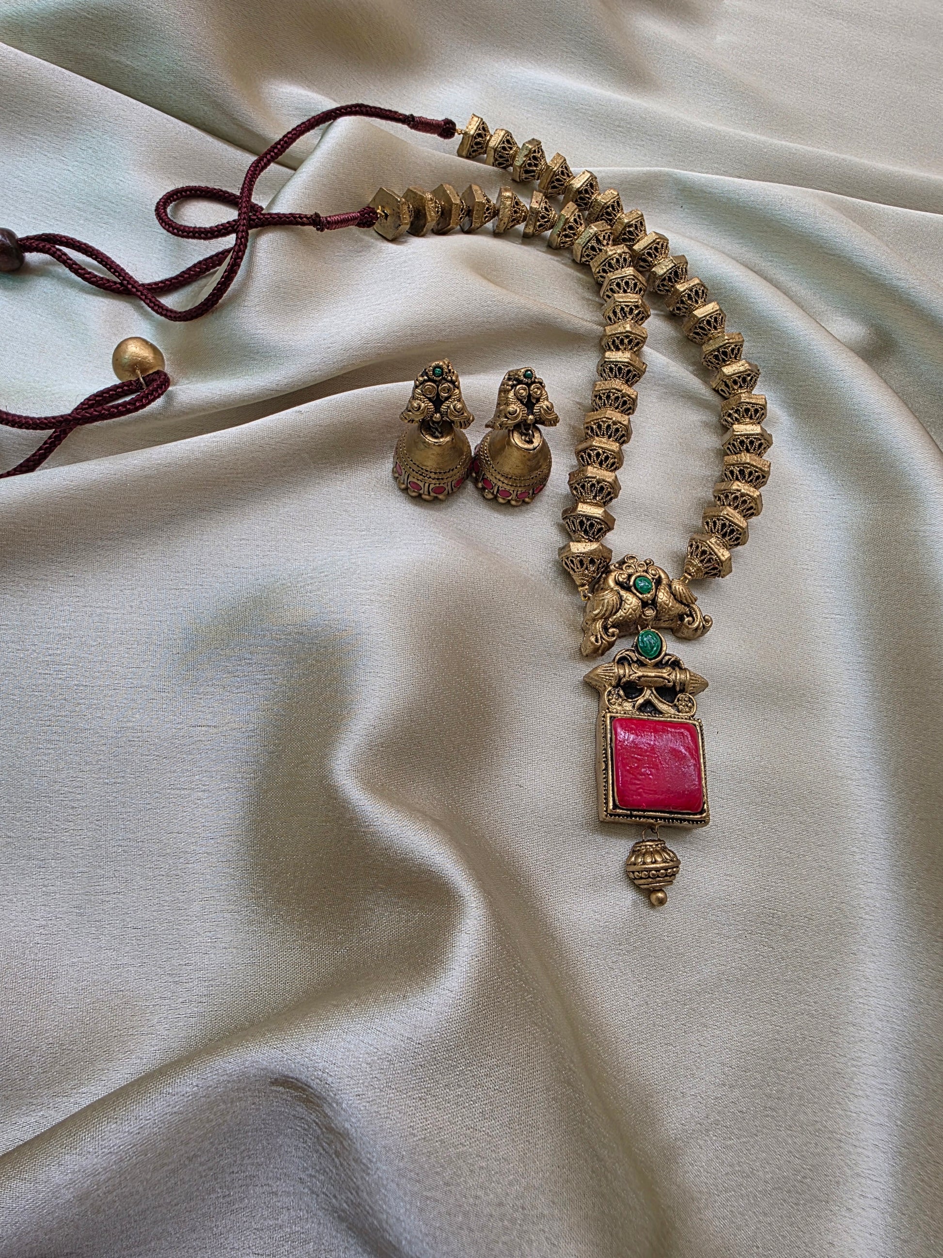 Peacock Square Terracotta Jewellery