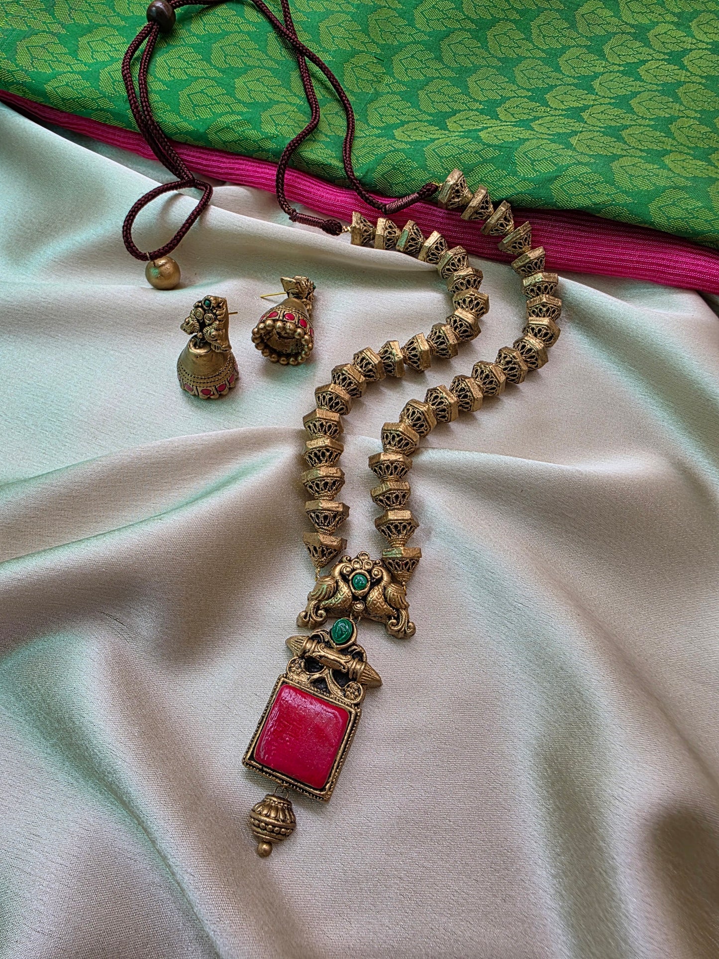 Peacock Square Terracotta Jewellery
