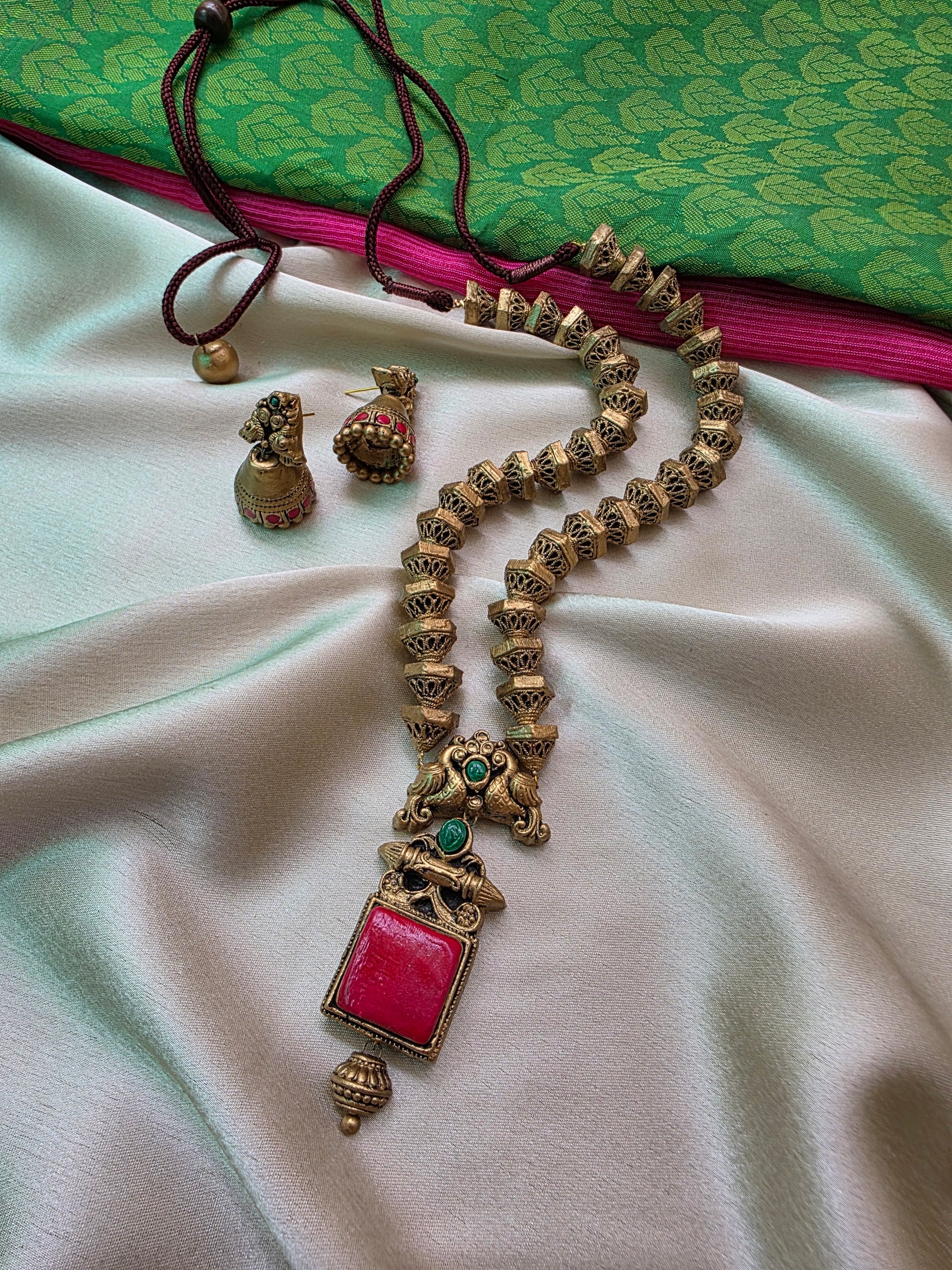Peacock Square Terracotta Jewellery