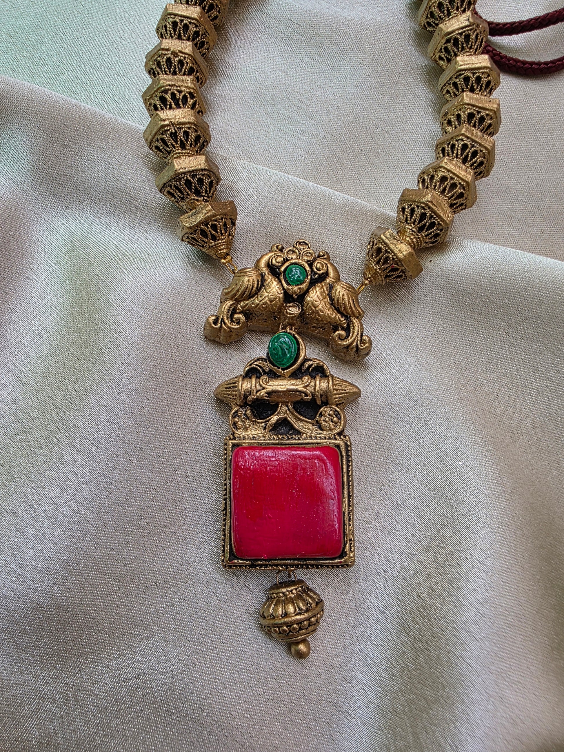 Peacock Square Terracotta Jewellery